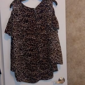 Layered, shoulder cut out, short sleeve blouse